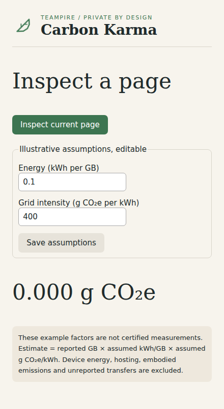 Carbon Karma extension interface